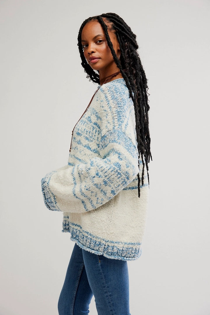 Free People - Dani Pattern Sweater in Cloud Combo