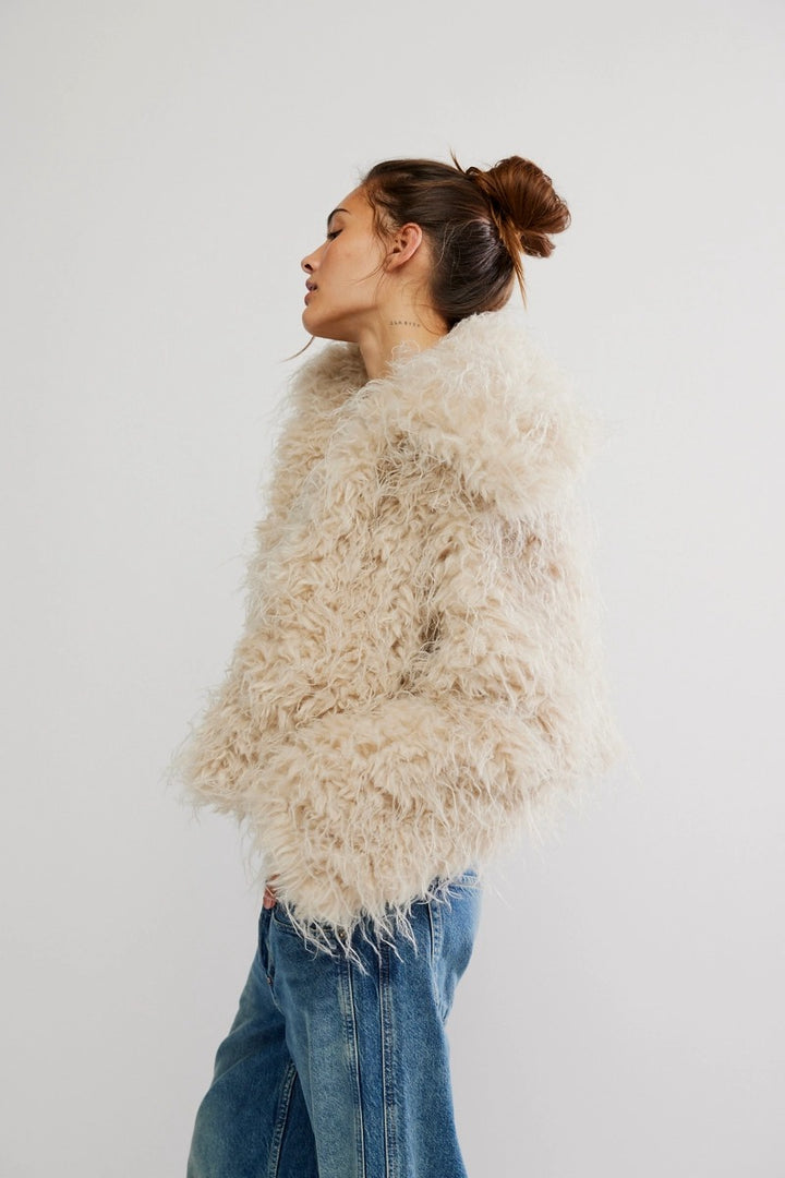 Free People - Moonlight Faux Fur Jacket in Tea