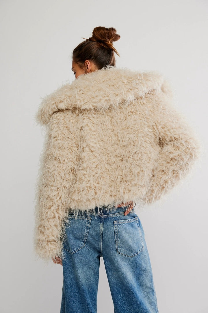 Free People - Moonlight Faux Fur Jacket in Tea