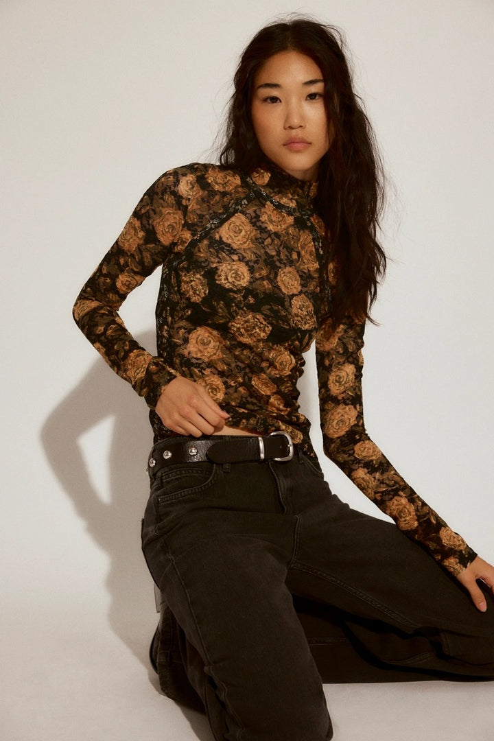 Free People - Lyric Long Sleeve in Black Combo