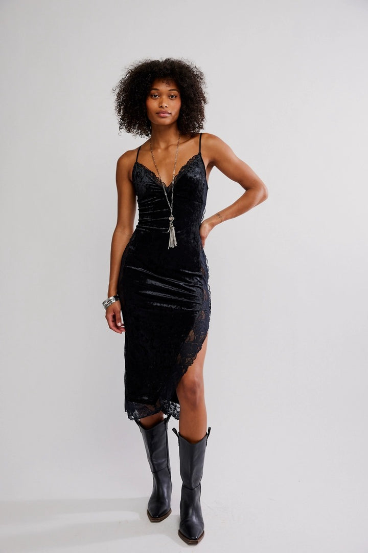 Free People - Raise A Toast Midi Slip in Black