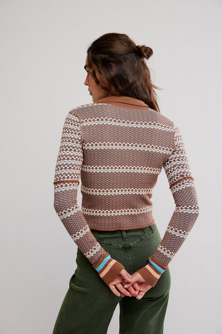 Free People - We The Free Level Up Polo in Brown Combo