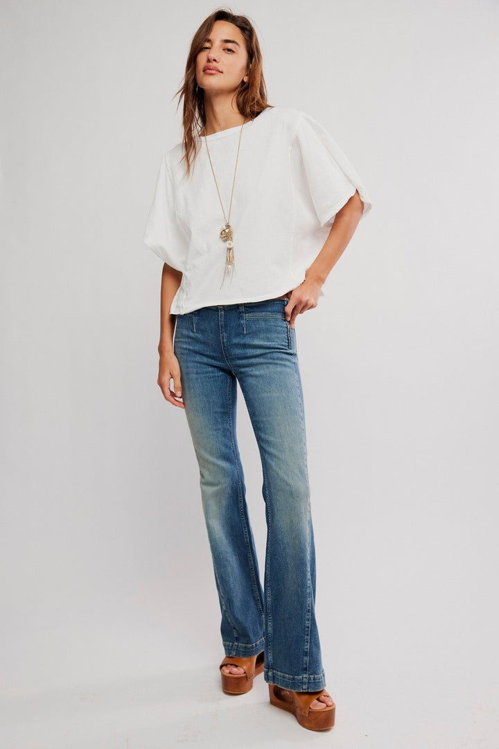 Free People - We The Free Alamo Low-Rise Flare Jeans in Stonehenge