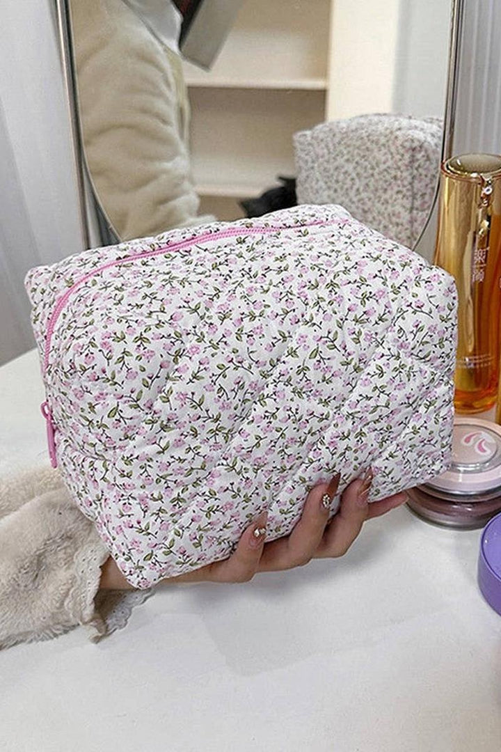 ACCITY - Floral Large Cosmetic Bag in Pink Floral