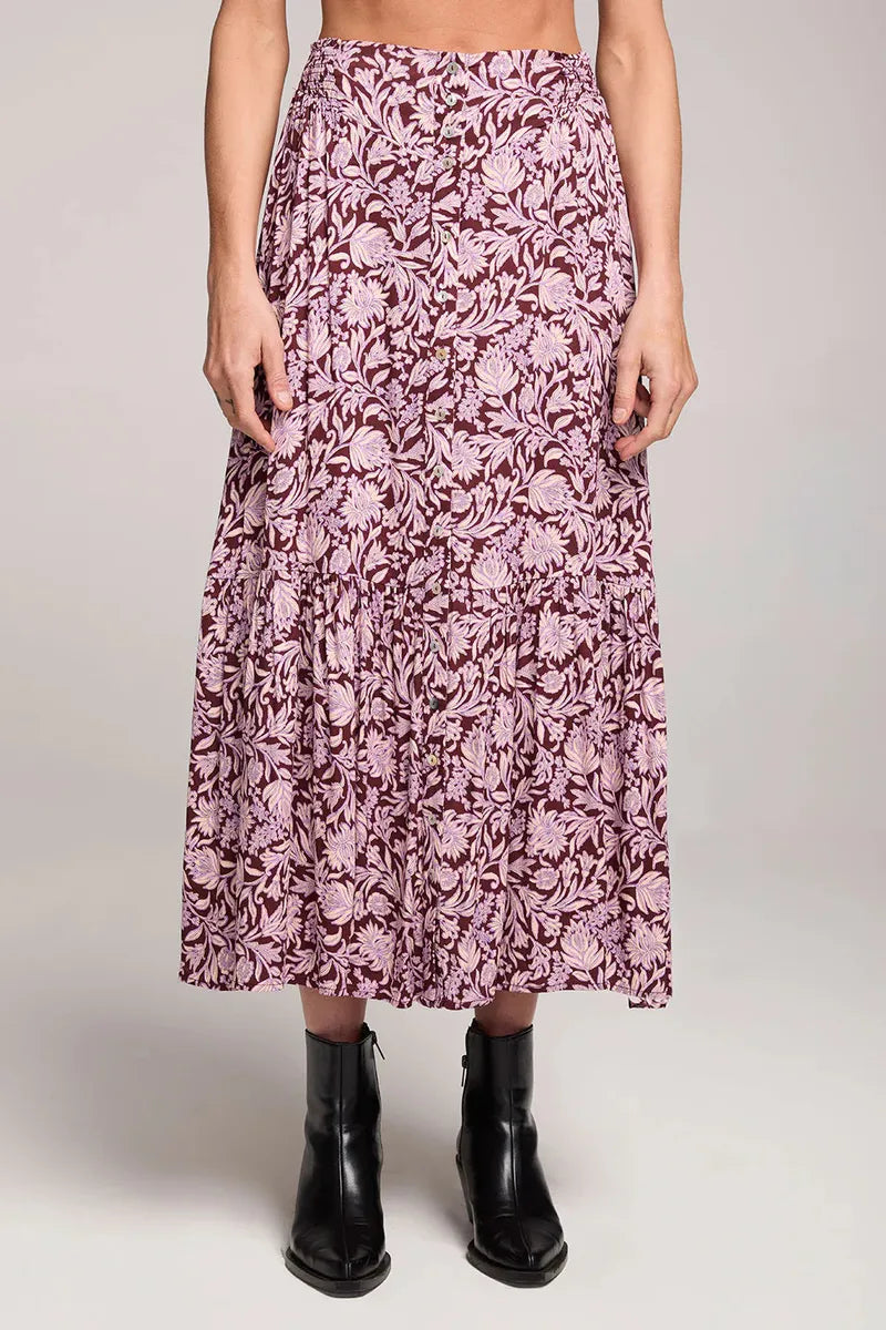 Saltwater LUXE - Dagny Midi Skirt in Sangria