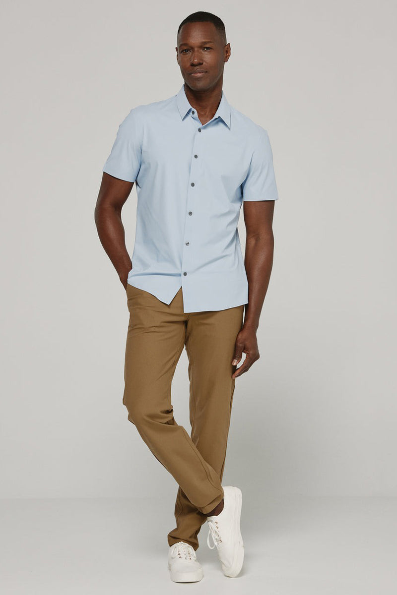 7DIAMONDS - American Me Short Sleeve Shirt in Dusty Blue