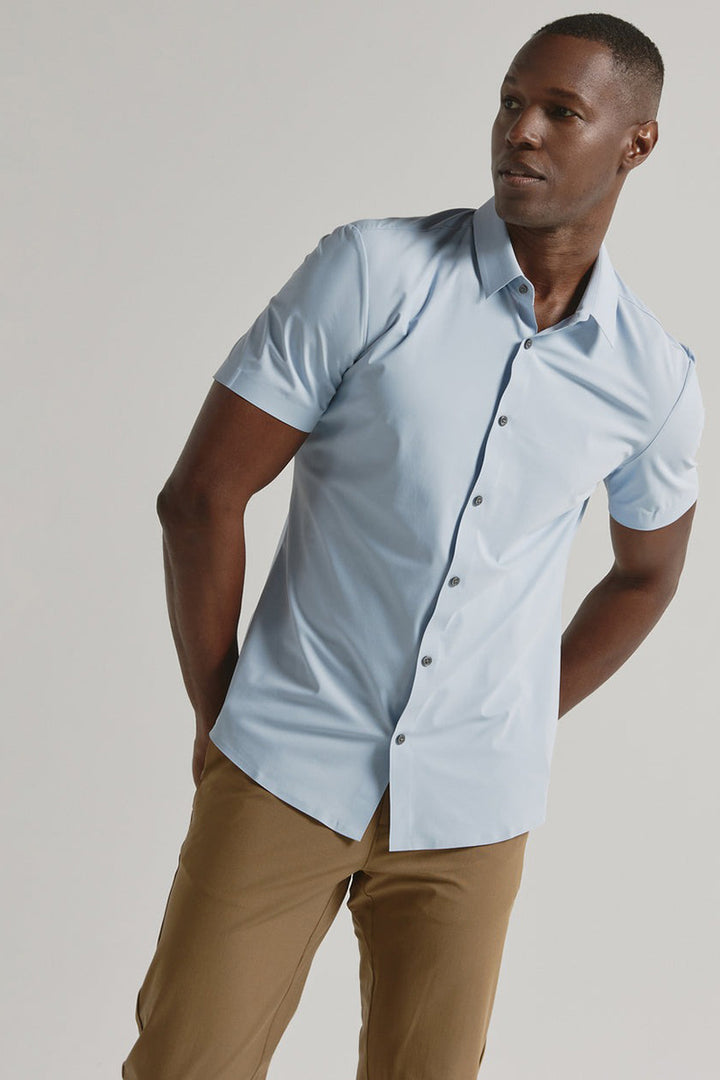 7DIAMONDS - American Me Short Sleeve Shirt in Dusty Blue