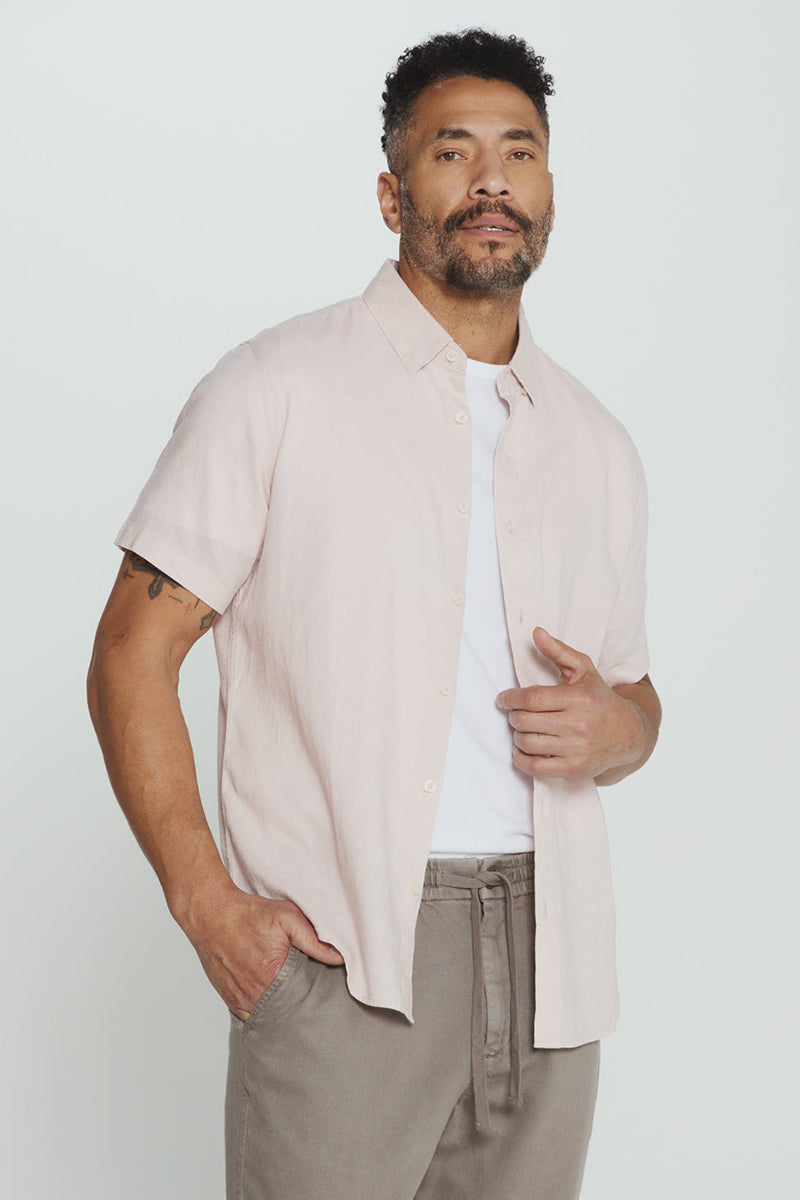 7DIAMONDS - Oasis Linen Short Sleeve Shirt in Quartz