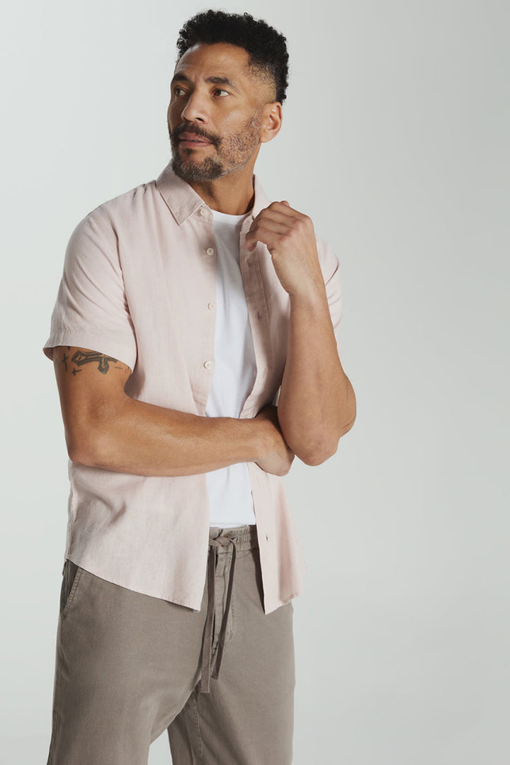 7DIAMONDS - Oasis Linen Short Sleeve Shirt in Quartz