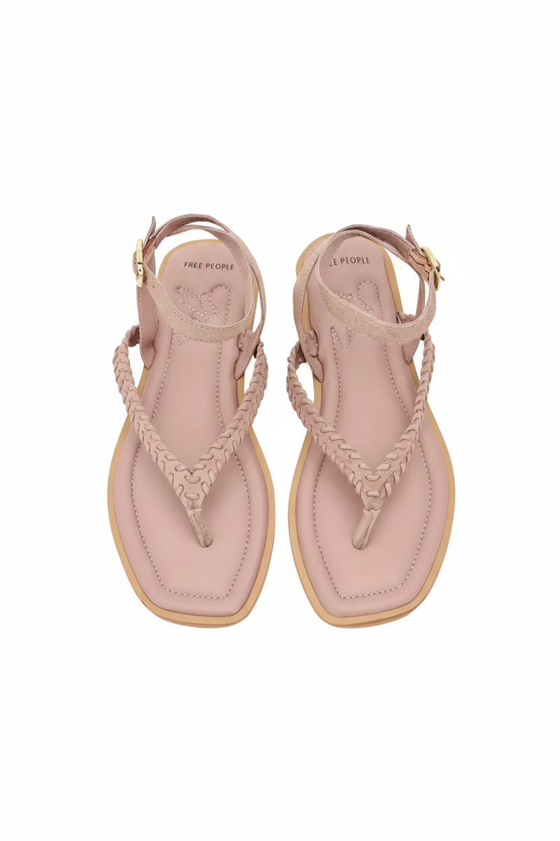 Free People - Waverly Whipstitch Thong in Pearl Blush Suede Co
