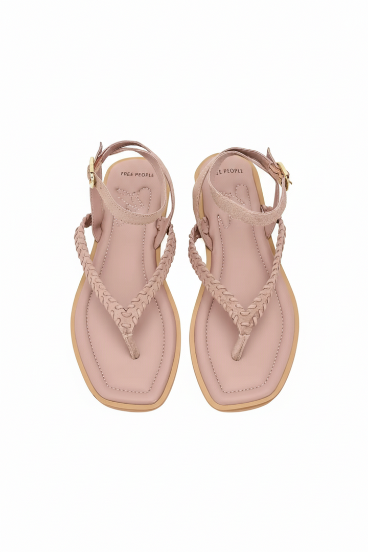 Free People - Waverly Whipstitch Thong in Pearl Blush Suede Co