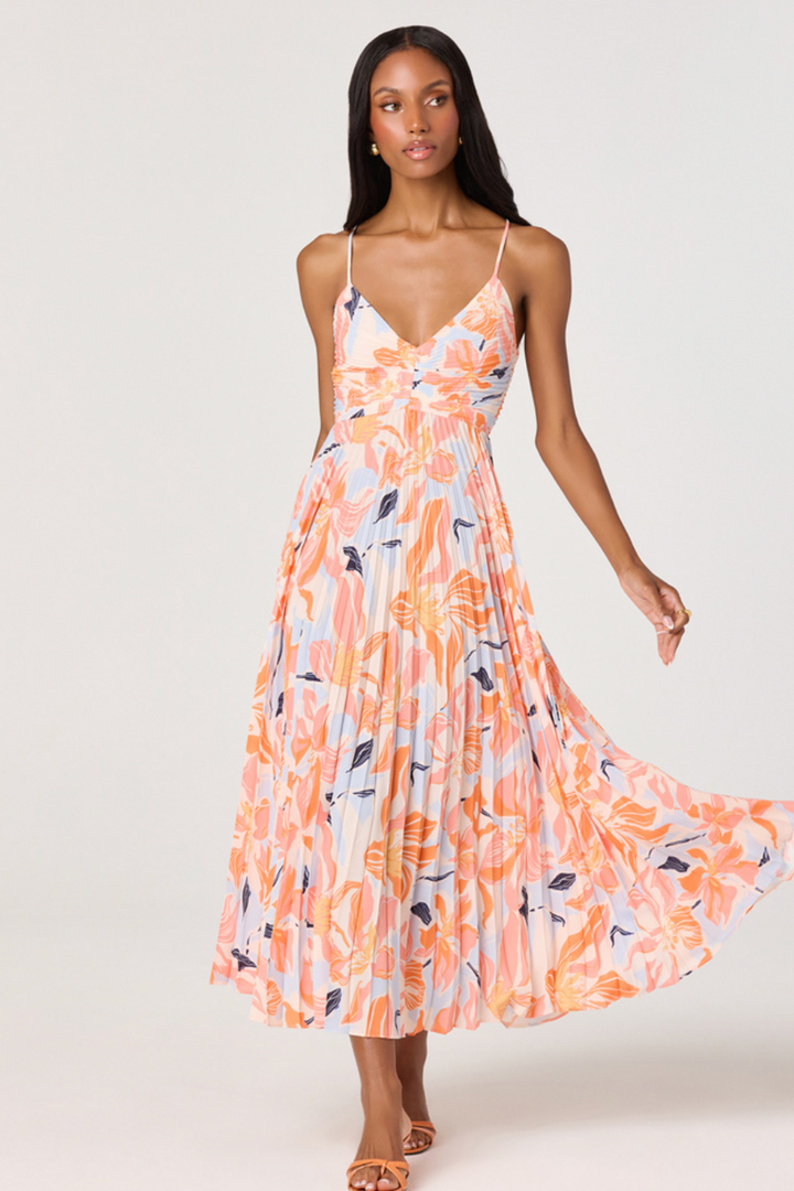 ASTR The Label -  Blythe Dress in Orange Blue Floral