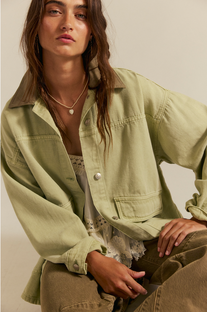 Free People - We The Free Lemon Denim Jacket in Washed Sage