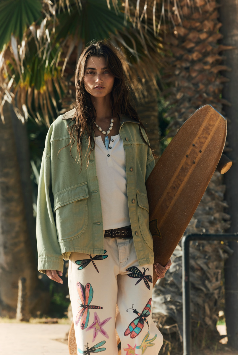 Free People - We The Free Lemon Denim Jacket in Washed Sage
