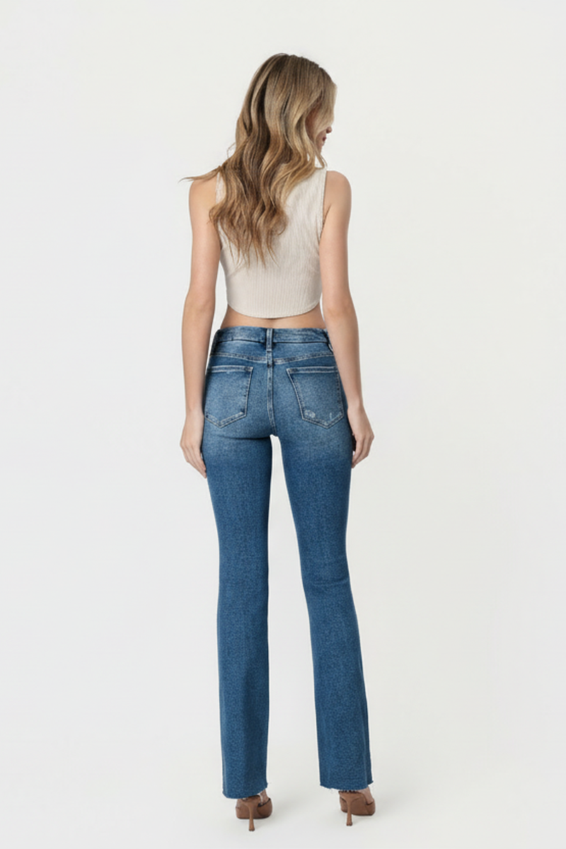 VERVET - High Rise Seamless Waistband Bootcut Jeans in Diantha