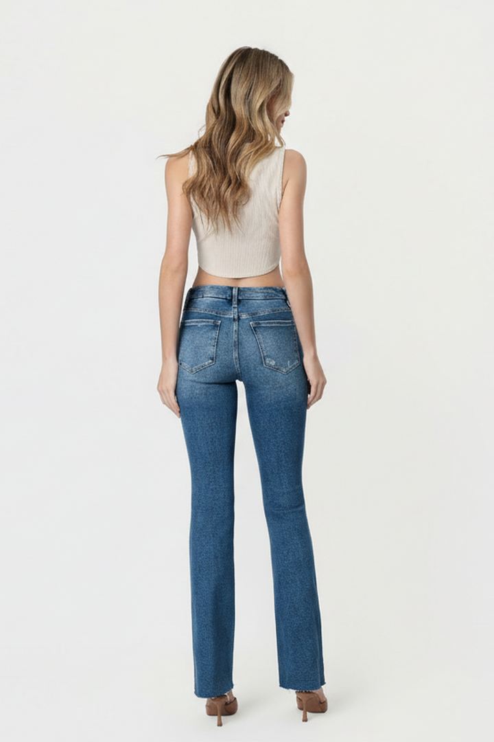 VERVET - High Rise Seamless Waistband Bootcut Jeans in Diantha