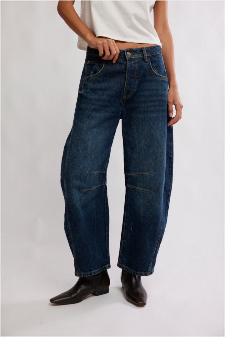 Free People - We The Free Good Luck Mid Rise Barrel Jeans in Deep End