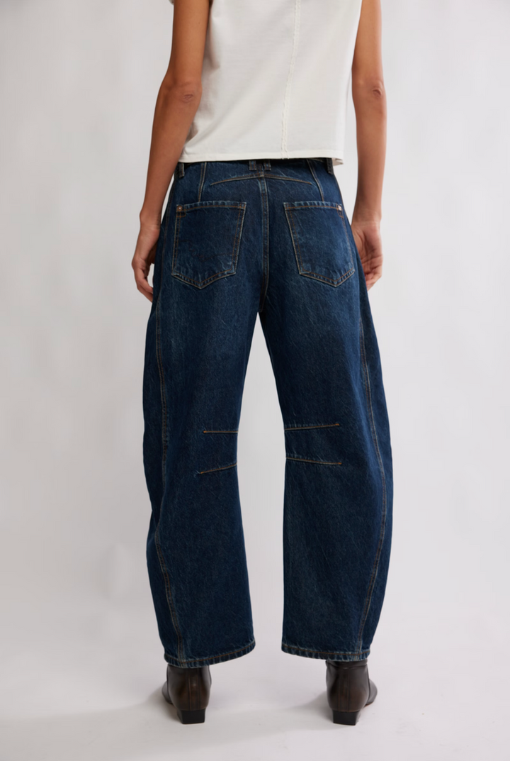 Free People - We The Free Good Luck Mid Rise Barrel Jeans in Deep End