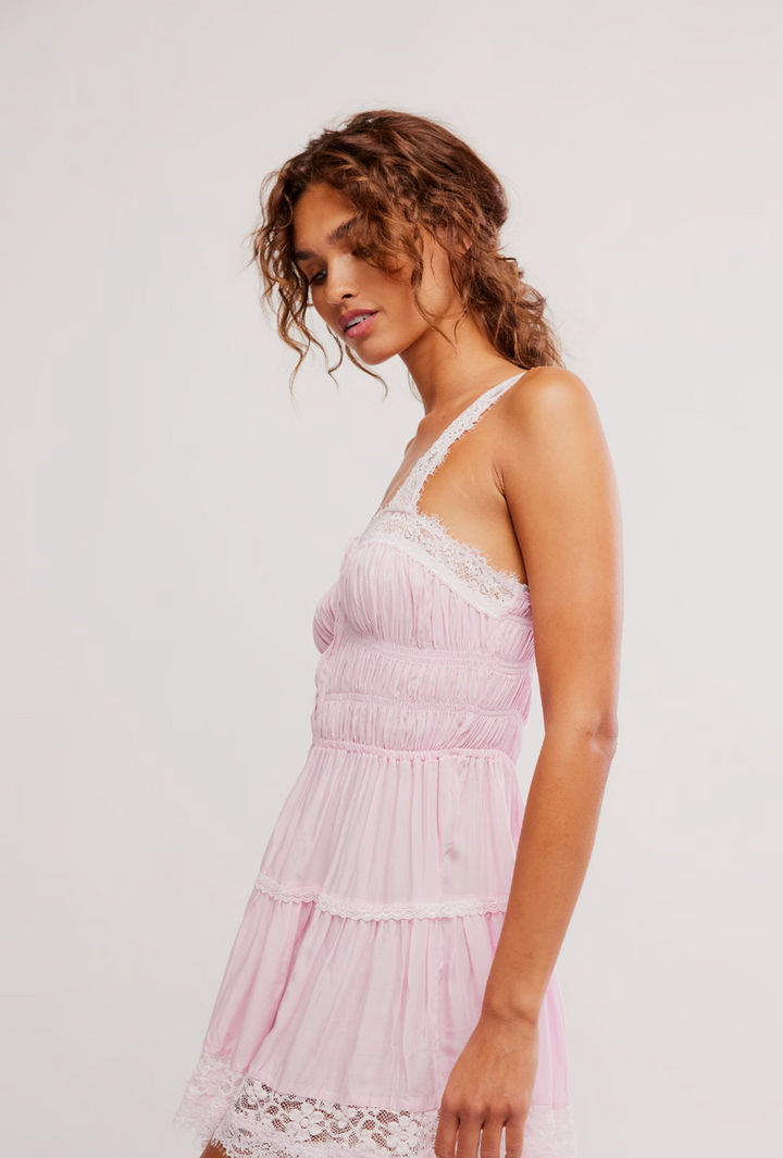 Free People - So in Love Mini Slip in Pink Destiny