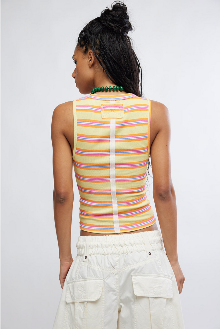 Free People - Jamie Henley Sripe Tank Top in Butter Yellow Combo