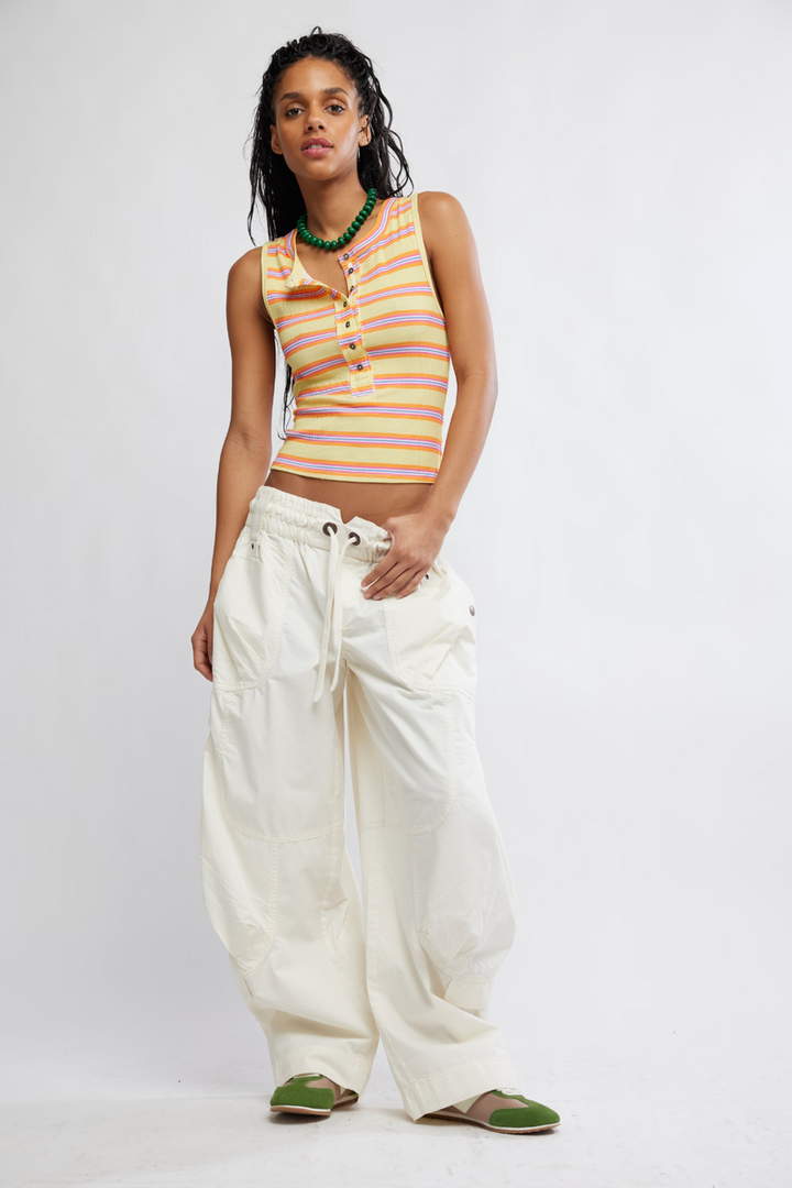 Free People - Jamie Henley Sripe Tank Top in Butter Yellow Combo