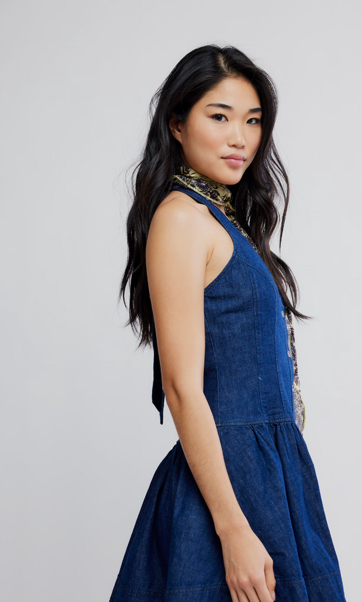 Free People - Clean Break Denim Mini Dress in Night Wash