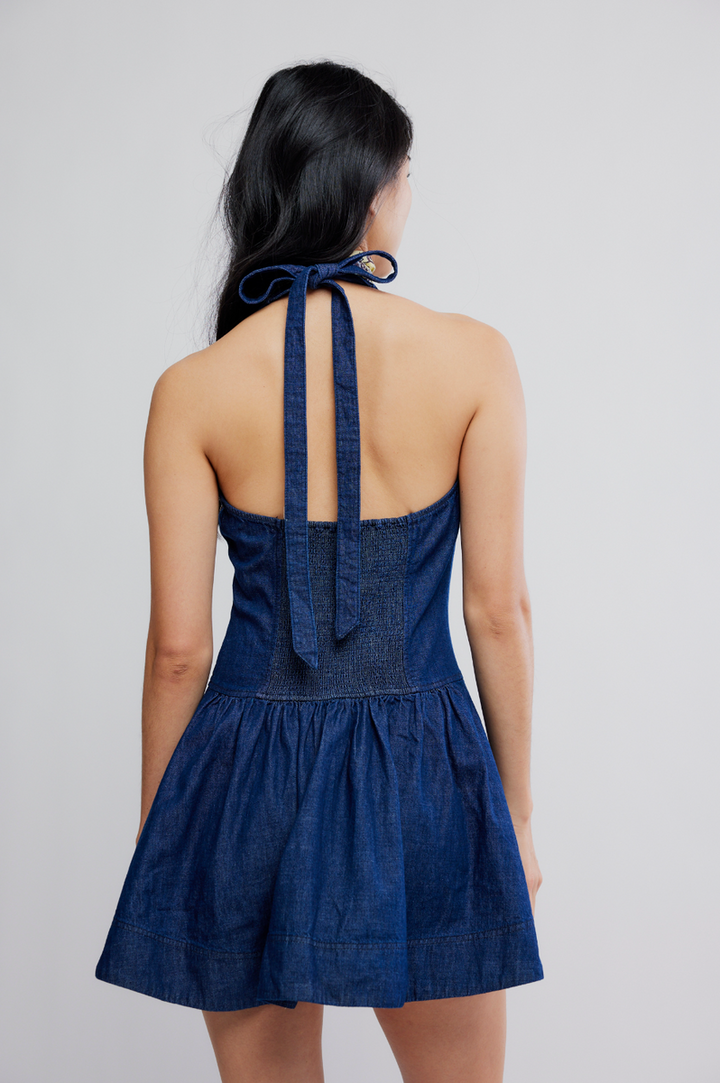 Free People - Clean Break Denim Mini Dress in Night Wash