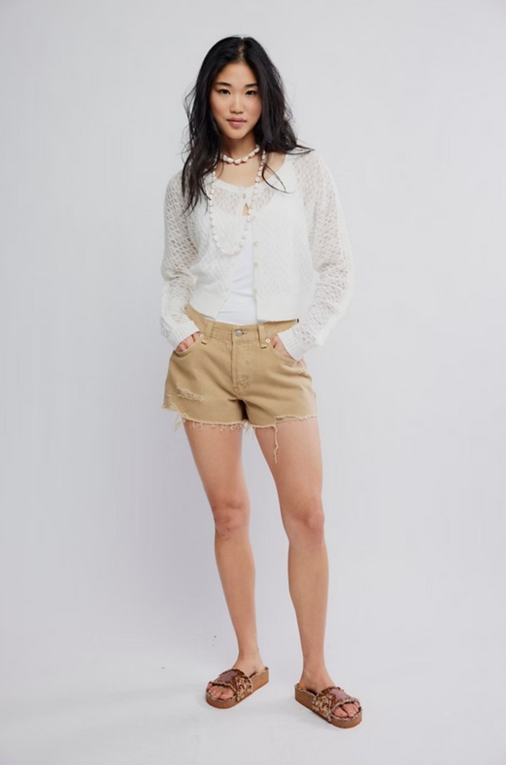 Free People -We The Free Now Or Never Denim Short in Oat Latte