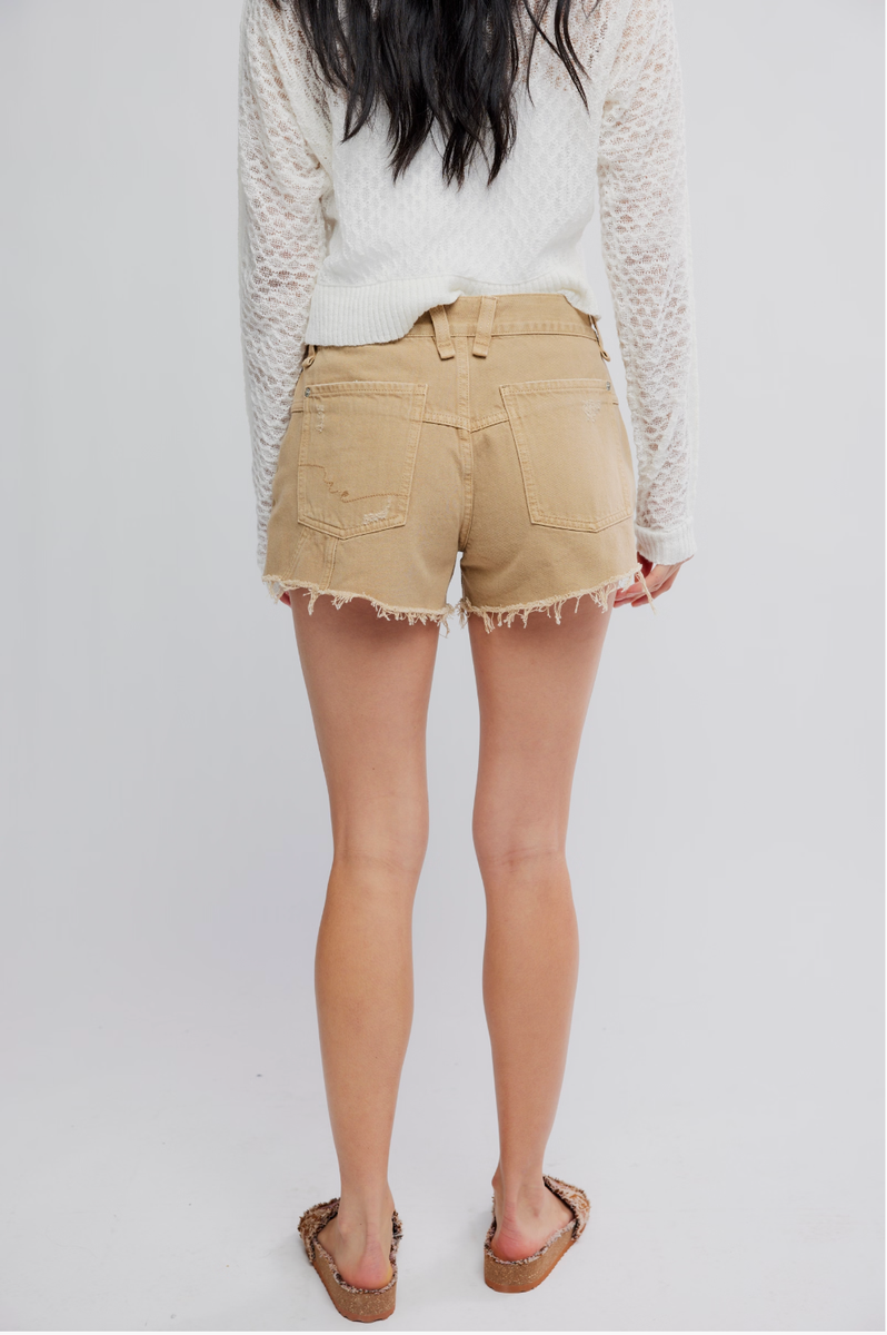 Free People -We The Free Now Or Never Denim Short in Oat Latte