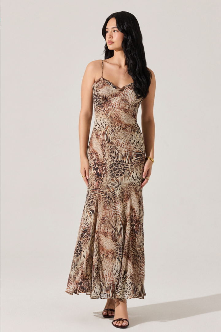 Astr - Maeryn Dress in Taupe Brown