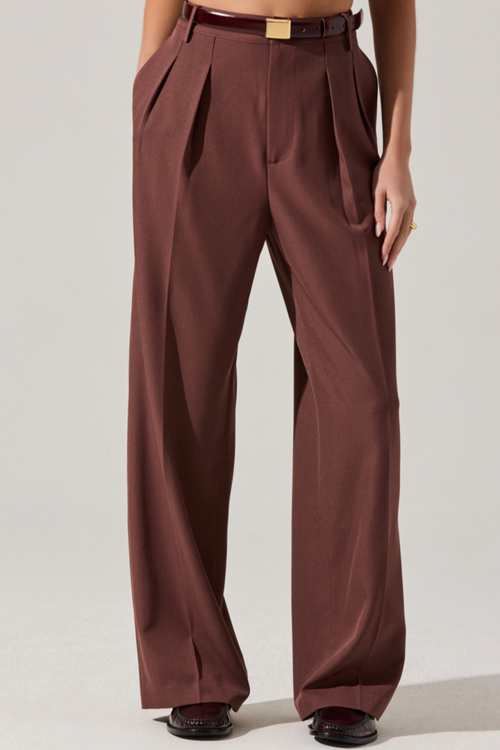 Astr - Faria Pants in Plum Brown