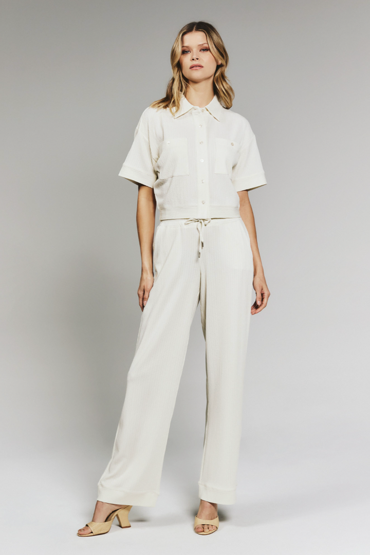 7DIAMONDS - Dahlia Knit Wide Leg Pant in Cream