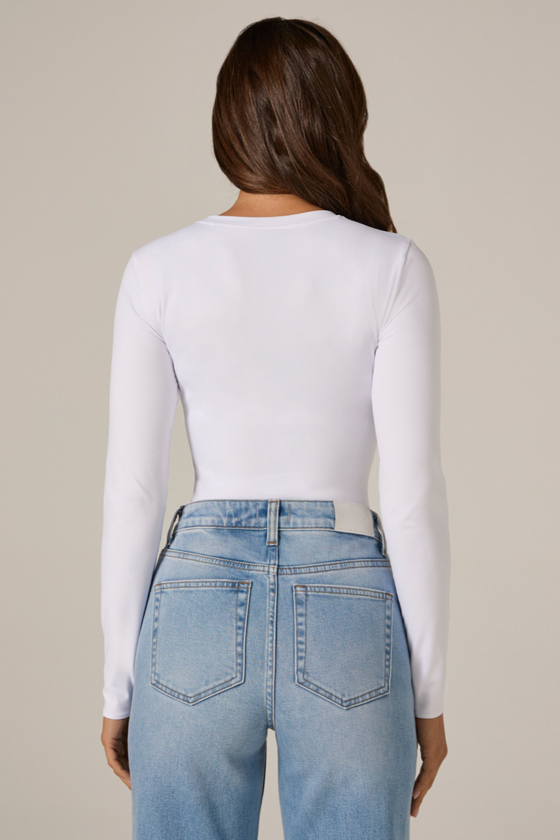 7DIAMONDS - Sleek Long Sleeve Bodysuit in Ruby Red