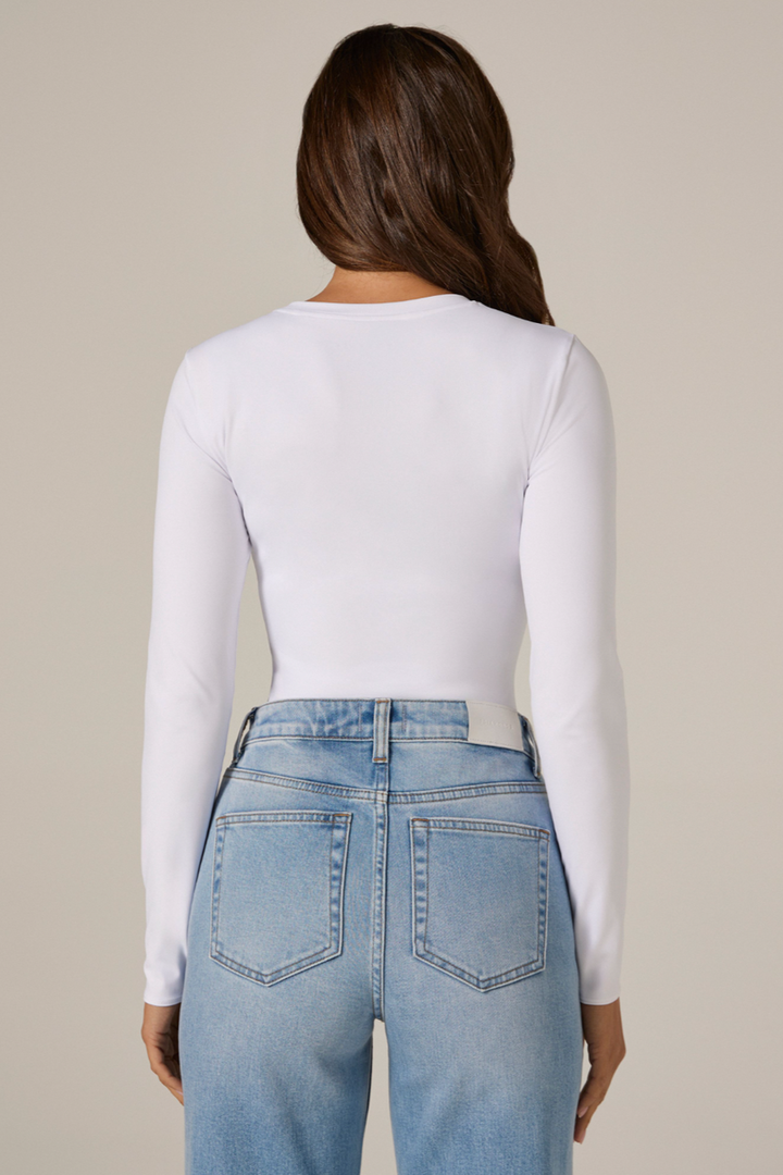 7DIAMONDS - Sleek Long Sleeve Bodysuit in Ruby Red