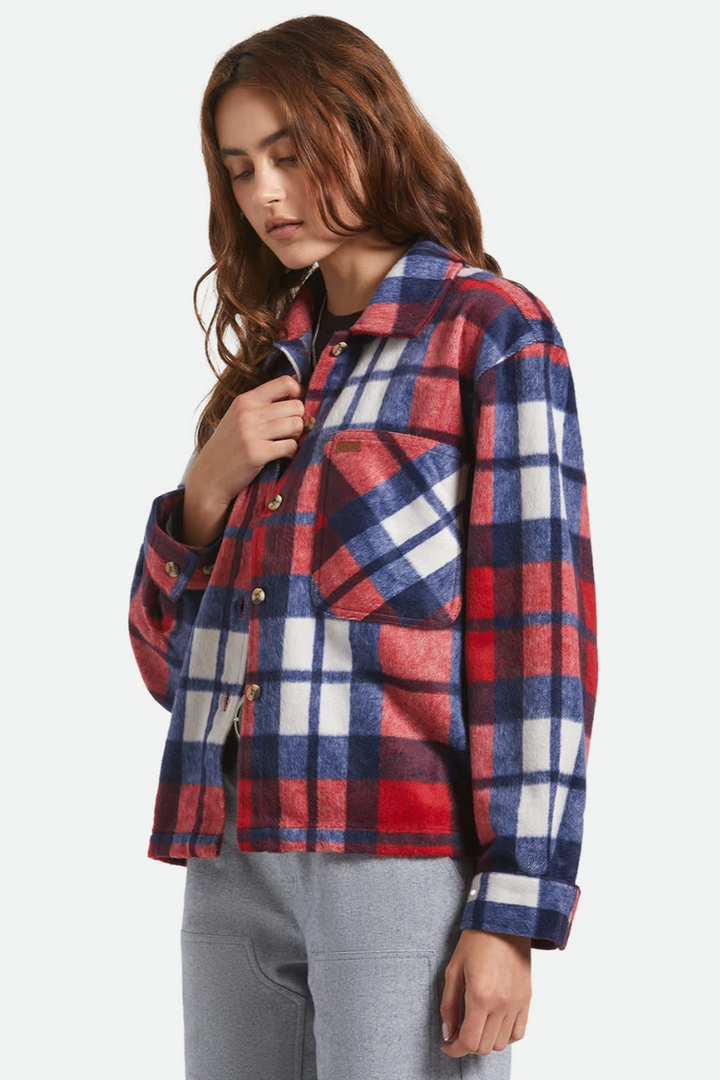 Brixton - Bowery Women's Soft Brushed Flannel in  Adrenaline Rush/Navy
