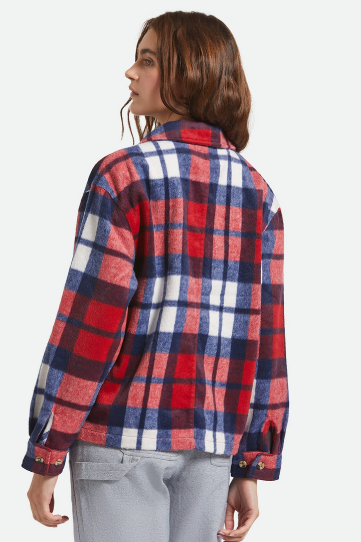 Brixton - Bowery Women's Soft Brushed Flannel in  Adrenaline Rush/Navy