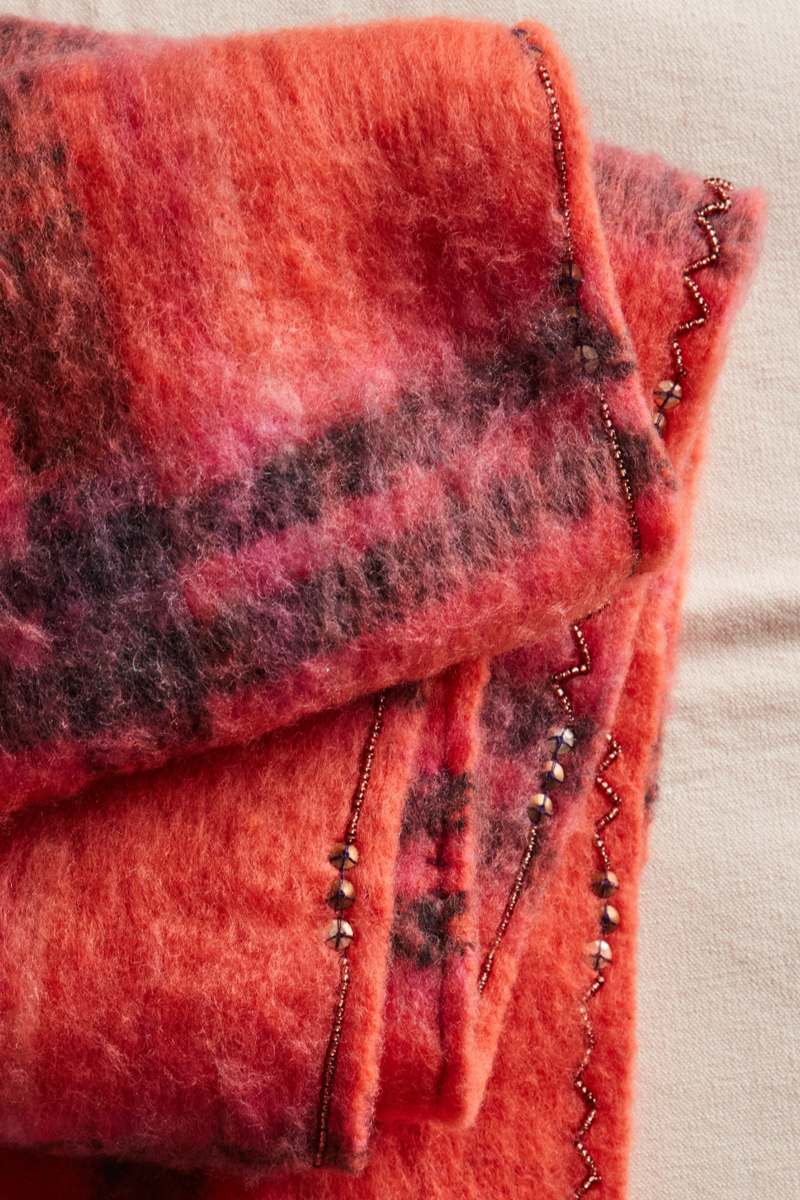 Free People - Highland Plaid Skinny Scarf in Pink Combo