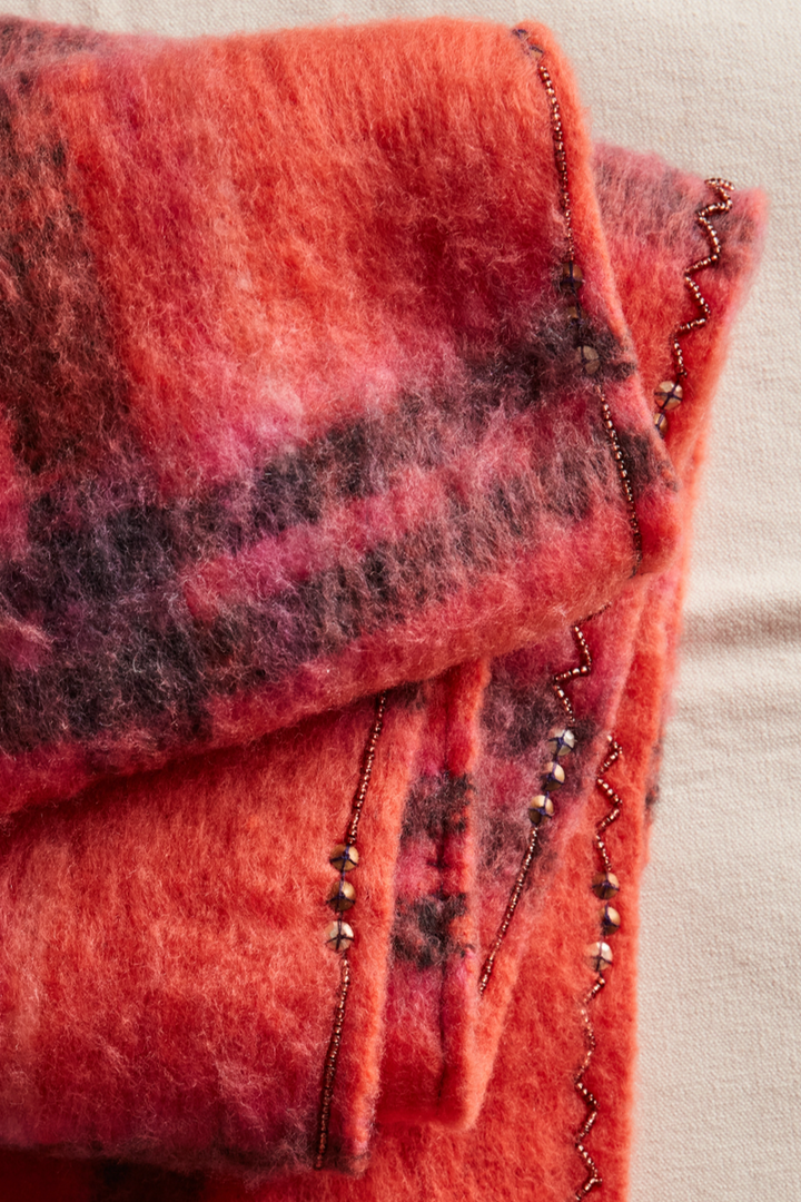 Free People - Highland Plaid Skinny Scarf in Pink Combo