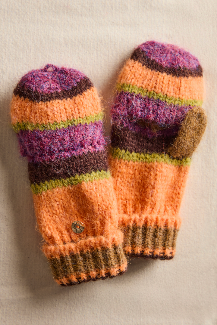 Free People - Super Stripe Gloves in Hot Coral