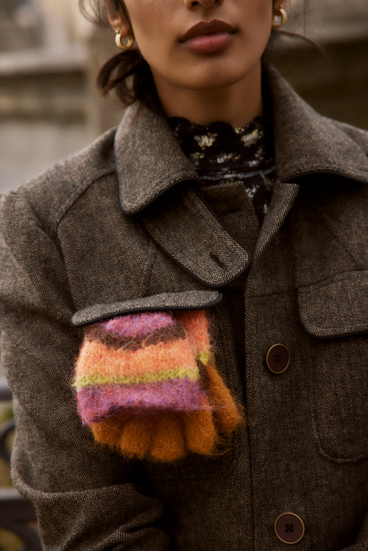 Free People - Super Stripe Gloves in Hot Coral