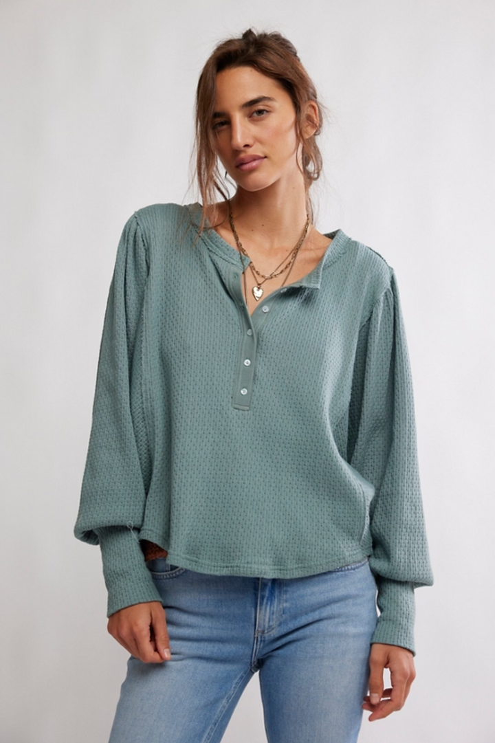 Free People - Quinn Knit Top in Jade Ash