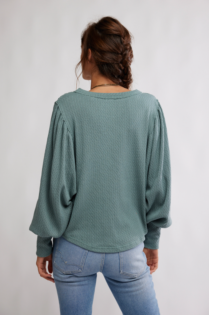 Free People - Quinn Knit Top in Jade Ash