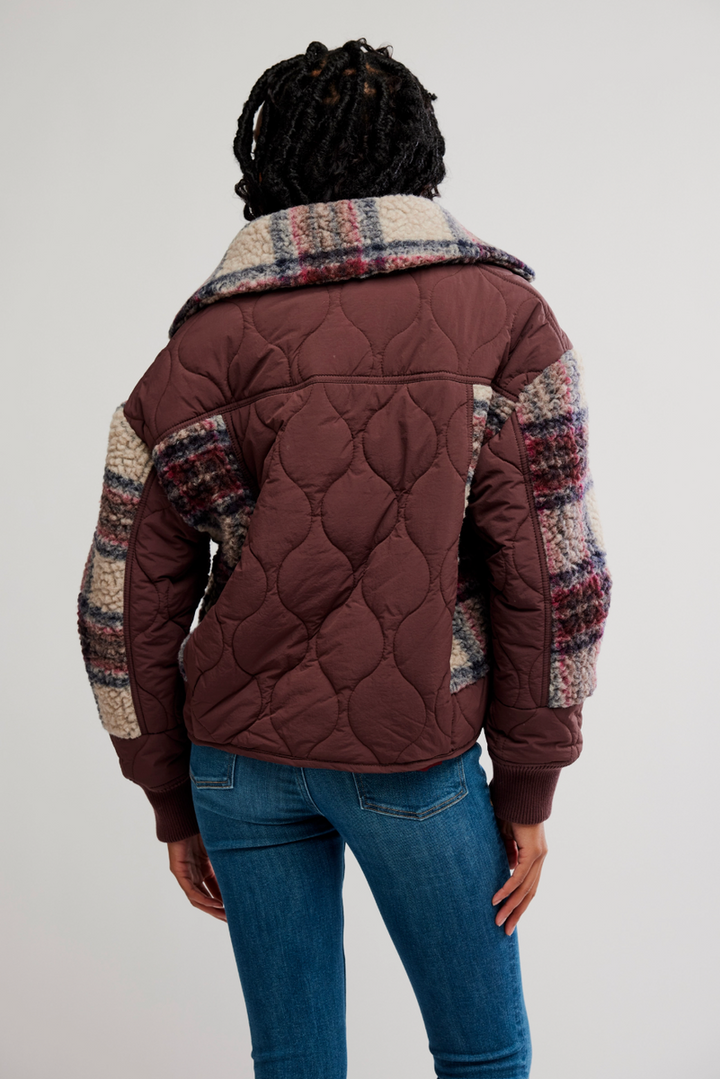 Free People Movement - Sana Quilted Bomber in Pomegranate Combo