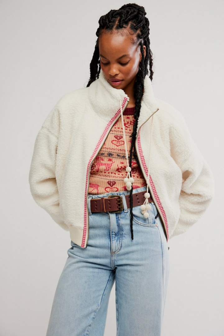 Free People - Alpine Sherpa Cardi in White Swan