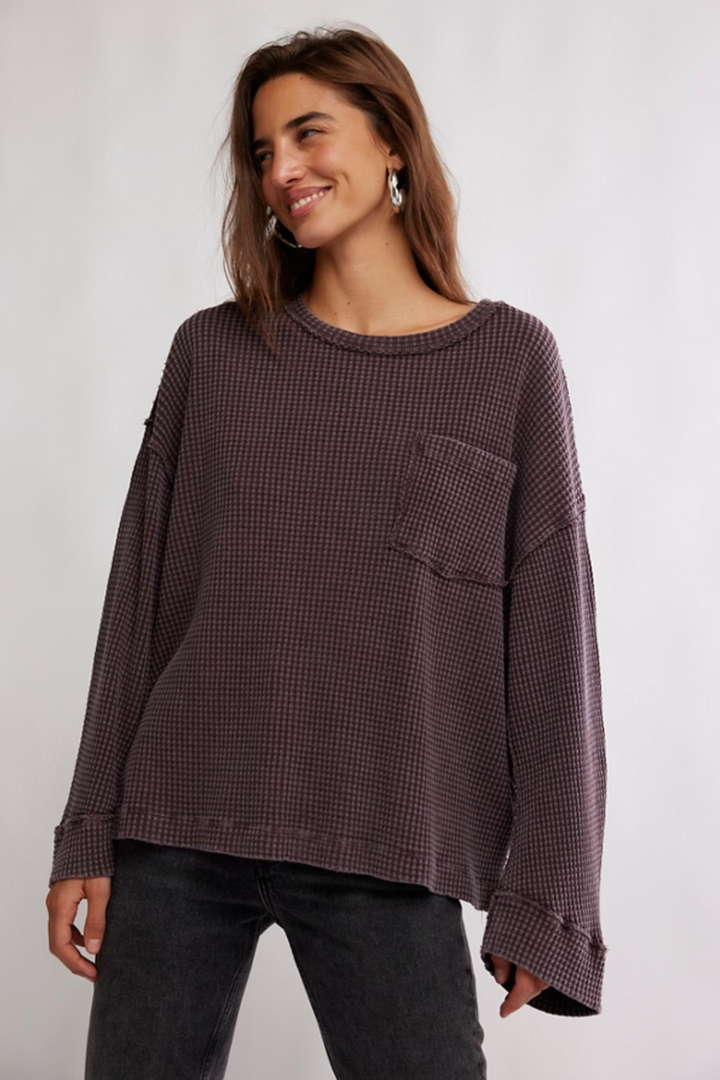 Free People - We The Free Dawson Pocket Thermal in Chocolate Grape