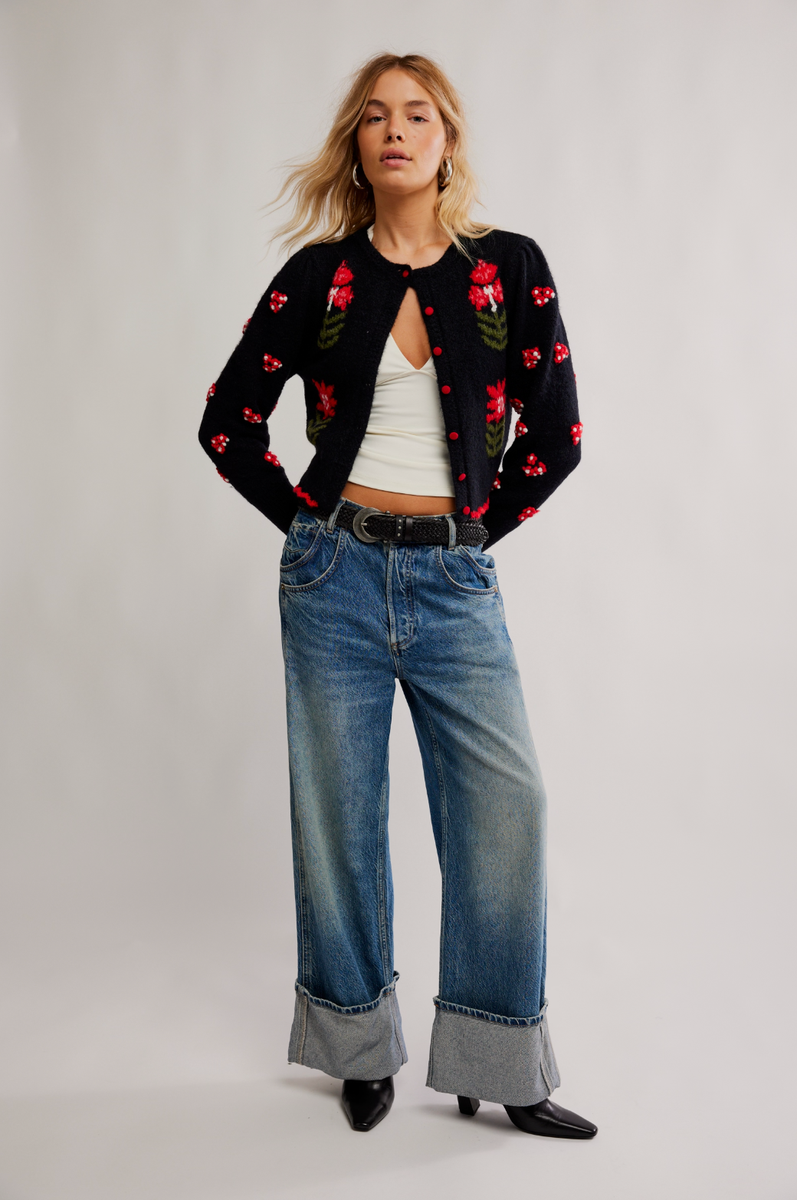 Free People - Nonna Sweater in Midnight Bloom Combo