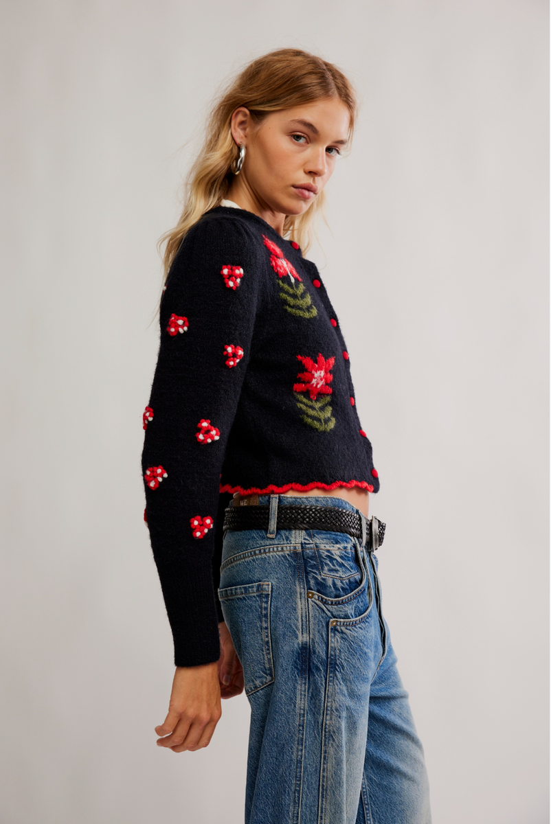 Free People - Nonna Sweater in Midnight Bloom Combo