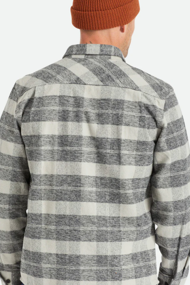 Brixton - Bowery Heavyweight Flannel in Black/Charcoal