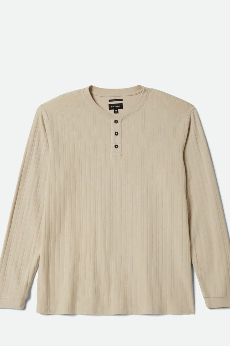 Brixton - Vintage Ribbed Henley in Beige