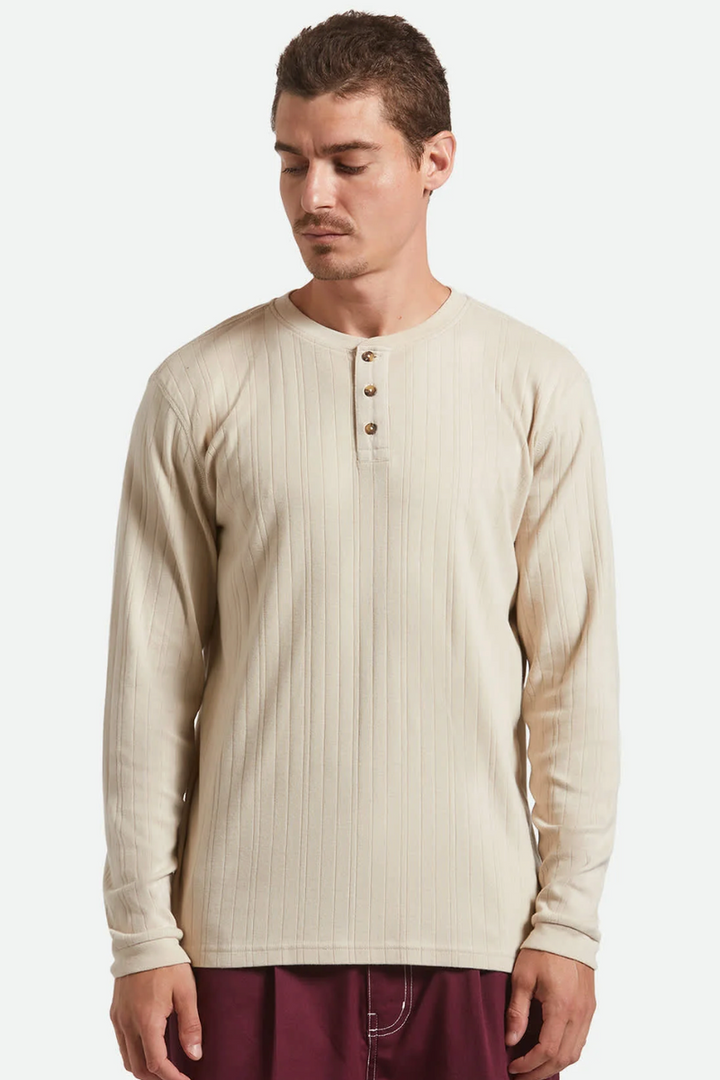 Brixton - Vintage Ribbed Henley in Beige